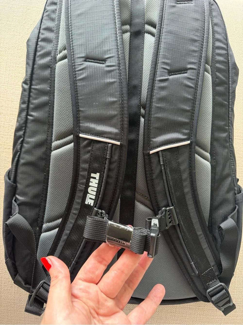 Thule Black Backpack with Aqua Zipper Pulls - Hilton Logo